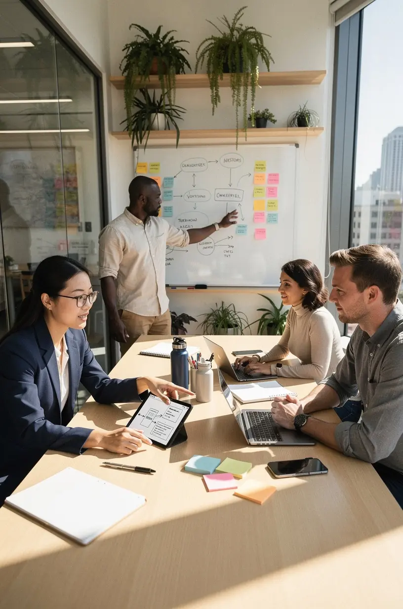 Diagram showing interconnected gears symbolizing automated processes streamlining business operations for improved efficiency.